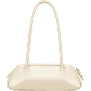 Women Cream  PU Leather Shoulder Purse Elegant Swing Bag for daily use Work